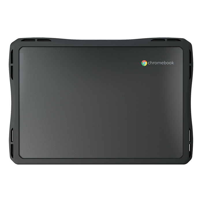 Transparent hard shell protective case on closed Dell Chromebook 14 CC14260
