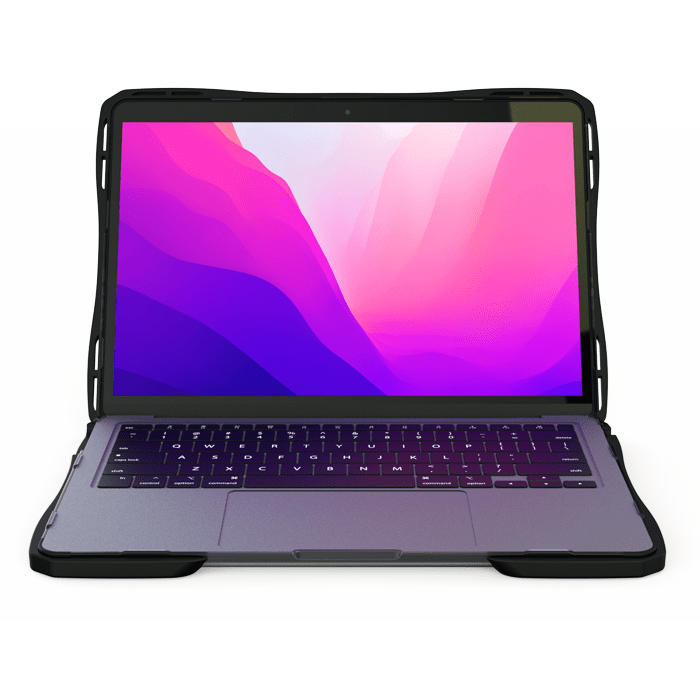 Apple MacBook Air 13” (M2 / M3 / M4 / M5) hard shell case, clear asset-tag window — fits A3449, A3240
