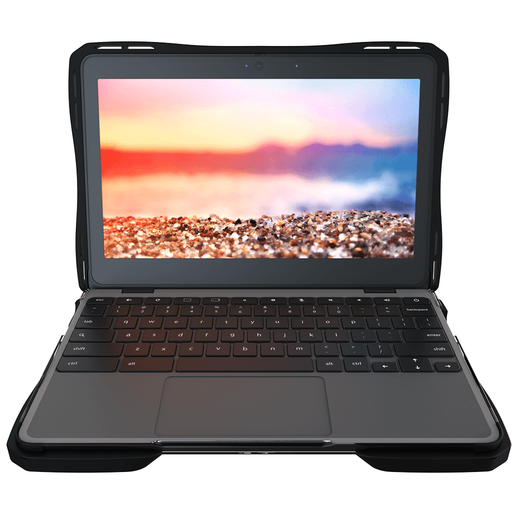 Air Style hard shell case on open Asus Chromebook CR11 / CR1104, side profile in use